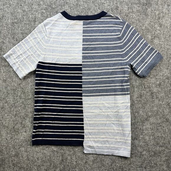 Autumn Cashmere Sweater Women XS Blue Stripe Patchwork Assymetrical Tee - Picture 6 of 13